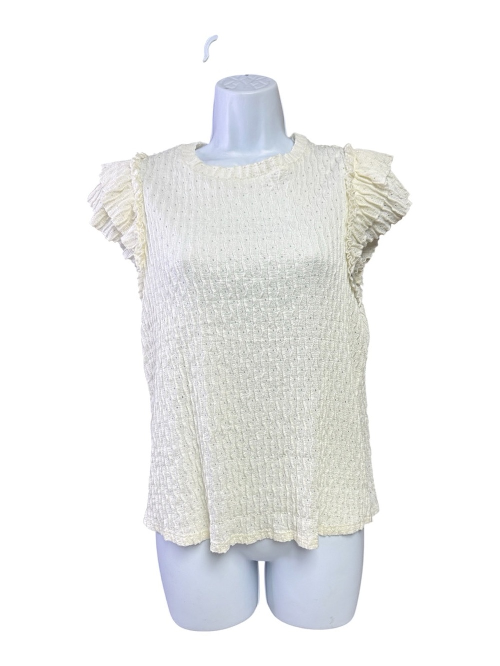 DR2 size medium Cream Ruffle-Sleeve Textured top